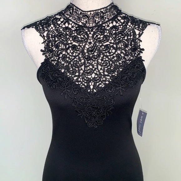 NWT Black Lace Body Con Mini Dress - Picture 2 of 7